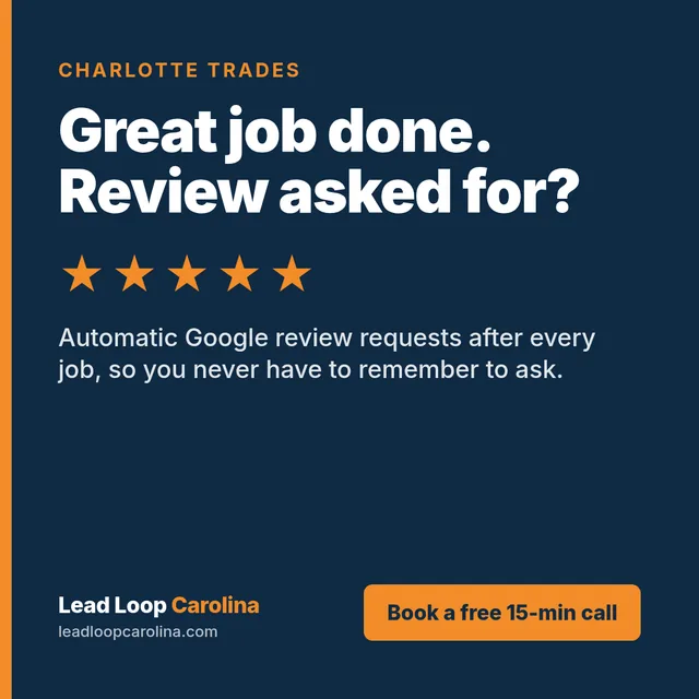 Ad: Great job done. Review asked for? Automatic Google review requests after every job.